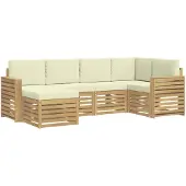 vidaXL Outdoor-Sofagarnitur 6 Stk. Weiß und Creme Polyester