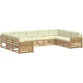 vidaXL Outdoor-Sofagarnitur 9 Stk. Weiß und Creme Massivholz Akazie