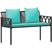 vidaXL Gartenmöbel-Set 4 Stück Schwarz und Türkis Poly-Rattan