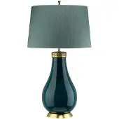 Elstead Lighting Elstead Havering Tischleuchte E27 Azurblau-Türkis und Altmessing Schiefergrün