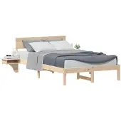 vidaXL Bettrahmen mit Kopfteil Braun 140 x 190 cm Massives Kiefernholz