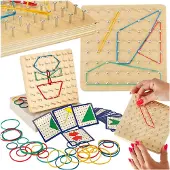 Ikonka Geoboard-Geoplan-Holzpuzzle zum Erstellen von Formen mit Gummibändern