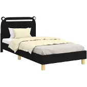 vidaXL Kinderbettgestell mit Kopfteil Schwarz 90 x 200 cm Stoff