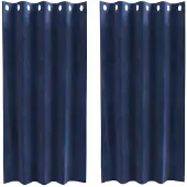 vidaXL Verdunkelungsvorhänge 2 pcs Dunkelblau 140 x 175 cm Samt