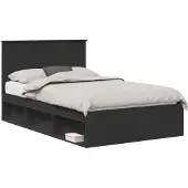 vidaXL Bettrahmen Schwarz 120 x 200 cm Massives Kiefernholz