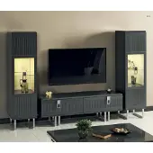 AEA Modernes 3-tlg. Set mit TV-Lowboard und 2 schmalen Vitrinen
