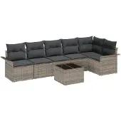 vidaXL Gartensofa-set 7 stk. Grau Poly-Rattan