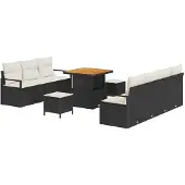vidaXL Gartensofa-set 10 stk. Schwarz Poly-Rattan