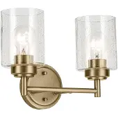 Kichler Elstead Winslow Wandleuchte E27 2-fach Naturmessing Glas mit Luftbläschen