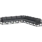 vidaXL Gartensofa-set 9 stk. Schwarz Aluminium