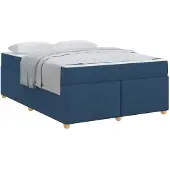 vidaXL Bettrahmen mit Matratze Blau 140 x 200 cm Stoff