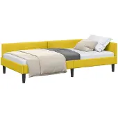 vidaXL Eckbettgestell mit Kopfteil Gelb 80 cm x 200 cm Samt