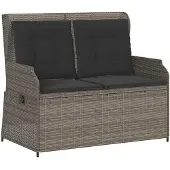 vidaXL Gartenbank Grau Poly-Rattan