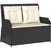 vidaXL Gartenbank Schwarz Poly-Rattan