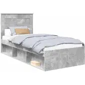 vidaXL Bettrahmen Uni Beton Grau 100 x 200 cm Massives Kiefernholz