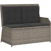 vidaXL Gartenbank mit Kissen Grau Poly-Rattan