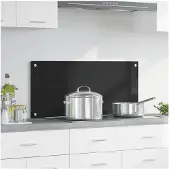vidaXL Küchenrückwand Schwarz 90 x 40 cm Gehärtetes Glas