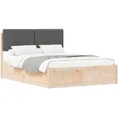 vidaXL Bettgestell mit gepolstertem Kopfteil Dunkelgrau 140 x 200 cm