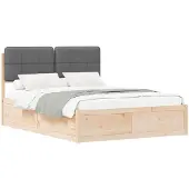 vidaXL Bettgestell mit gepolstertem Kopfteil Dunkelgrau 150 x 200 cm