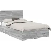 vidaXL Bettrahmen Graues Sonoma 135 x 190 cm Holzwerkstoff