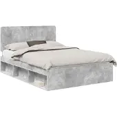 vidaXL Bettrahmen Beton Grau 150 x 200 cm Massives Kiefernholz