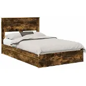 vidaXL Aufbewahrungsbett Geräucherte Eiche 135 x 190 cm Holzwerkstoff