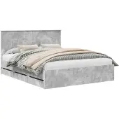 vidaXL Bettrahmen mit Kopfteil Beton Grau 160 x 200 cm Ingenieurs Holz