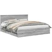 vidaXL Bettrahmen Graues Sonoma 180 x 200 cm Ingenieurs Holz