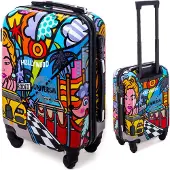 RGL 5188 L Reisefieber Polycarbonat Hartschalen Koffer Abnehmbare Räder Trolley Picasso