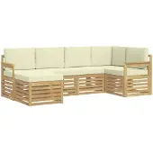 vidaXL Outdoor-Sofagarnitur 6 pcs Weiß und Creme Polyester