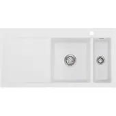 SYSTEMCERAM Flächenbündige Spüle MERA 100 F in SATIN Becken rechts - Handbetätigung