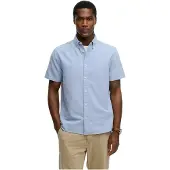 Superdry für Herren. M4011101A Schickes blaues Oxford-Hemd (XL), Lässig, Baumwolle, Kurzarm