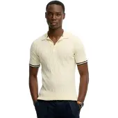 Superdry für Herren. M1110441A Beigefarbenes Poloshirt mit Textur (XXL), Lässig, Baumwolle, Kurzarm