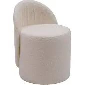 FineBuy Sitzhocker Teddy Stoff 40cm Creme Stoffhocker Rund Polsterhocker Rückenlehne