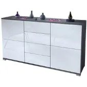 Vladon SIDEBOARD Rova Weiß Hochglanz