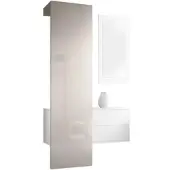 Vladon GARDEROBE Carlton Paneel in Sandgrau Hochglanz