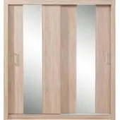 Masseno Schiebetürenschrank MIRA 200/215/60cm 2-türig mit Spiegel Sonoma Eiche