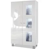 Vladon VITRINE Denjo Tür in Weiß Hochglanz