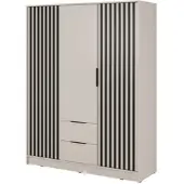 Masseno Drehtürenschrank NELIANA 155/200/51 cm 3-türig Schlafzimmer Schrank Kleiderschrank Kaschmir