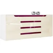 Vladon SIDEBOARD Sintra Creme Hochglanz / Brombeer Hochglanz