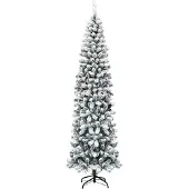 Coast Bleistift Weihnachtsbaum 225cm, künstlicher Tannenbaum 641 PVC Nadeln mit Schnee, Christbaum mit Metallständer, Kunstbaum Weihnachten