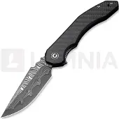 CIVIVI Bluetick Damascus Taschenmesser, Carbon Fiber Overlay/Black G-10
