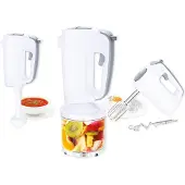 Emerio HMS-113257/113257.2 Handmixer, Kunststoffgehäuse, 300 Watt, Geschwindigkeiten stufenlos einstellbar, Universalzerkleinerer-Zubehör, Stabmixer-Zubehör