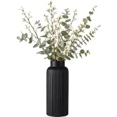 Arti Casa ARTICASA Dekovase aus Keramik, schwarz, Rillenoptik, Höhe 28,5cm, Ø 10cm