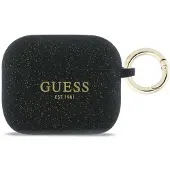 GUESS Silikon Glitter Ring Etui für AirPods Pro 3 Schwarz