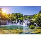 WALLARENA Fototapete Wasserfall in Grün | Gr.: 400 x 280 cm