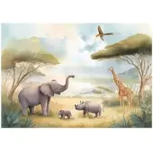 WALLARENA Fototapete Kinderzimmer Tiere in Beige | Gr.: 150 x 105 cm