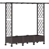 vidaXL Hochbeet mit Rankgitter und Dach Braun 164 x 40 x 127 cm PP