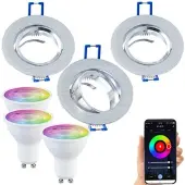 Luminea 3er-Set Alu-Einbaustrahler-Rahmen mit ZigBee-LED-Spots, 345 lm, 4,8 W