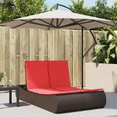 vidaXL Doppel-Sonnenliege mit Auflagen Braun Poly Rattan - Gartenliegen c4181